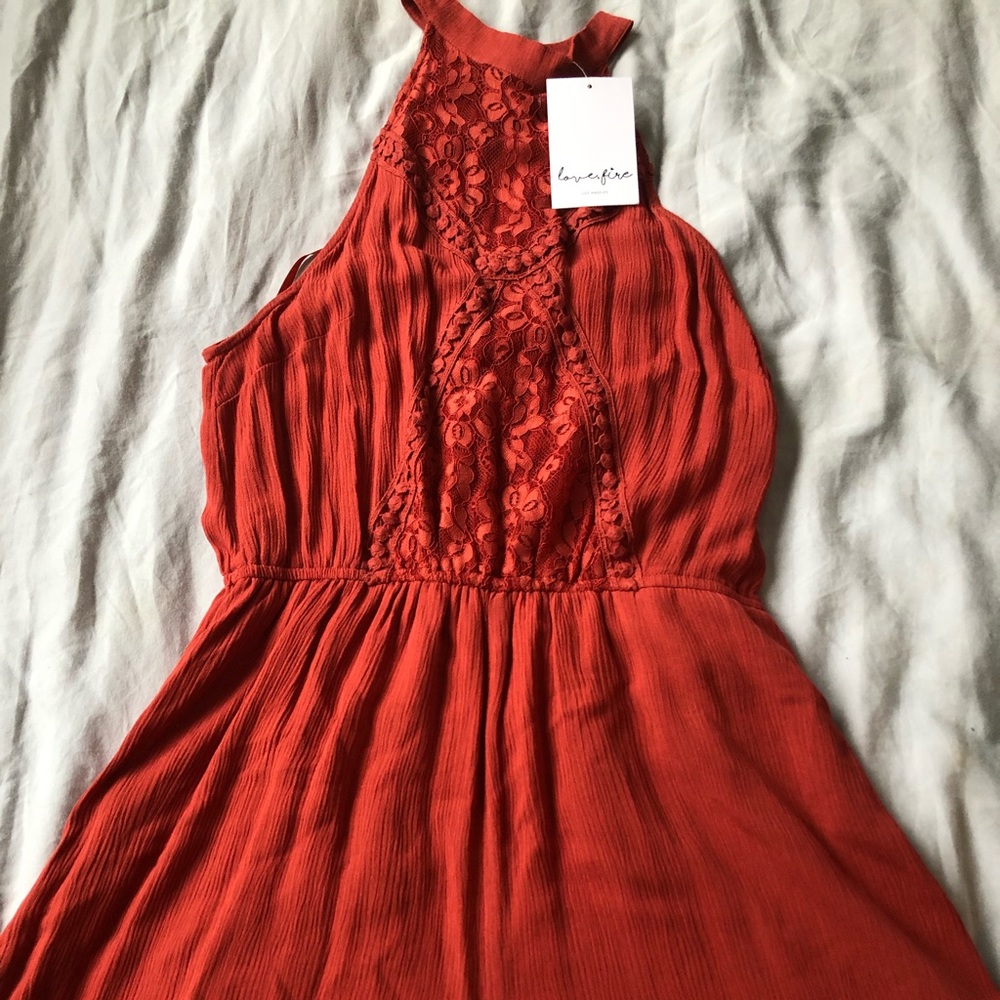 Burnt red romper with lace